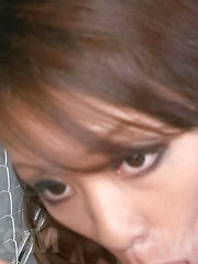 Asuka Asian sucks shlong and takes it between her generous boobs