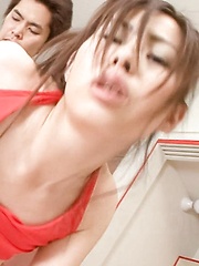 Chie Inamori Asian has hairy labia spread and is fucked a lot