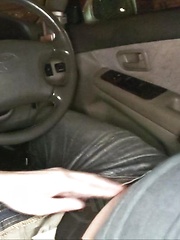 Rinka Kanzaki Asian with hot behind gives blowjob in the car