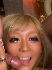 Rina Aina Asian gets vibrators in fine assets and cum on face