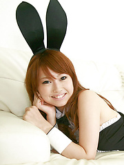 Chinatsu Sasaki Asian bunny has sexy legs in fishnet stockings