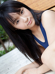 Miho Morita Asian exposes hot butt in bath suit out of the house