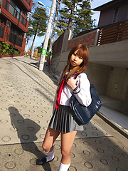Satsuki Konichi Asian in uniform shows that she is not a good gal