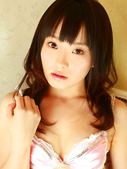 Kana Moriyama Asian takes uniform off piece by piece at window