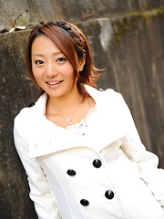 Hot girl You Shiraishi poses outdoor in coat