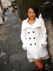 Hot girl You Shiraishi poses outdoor in coat